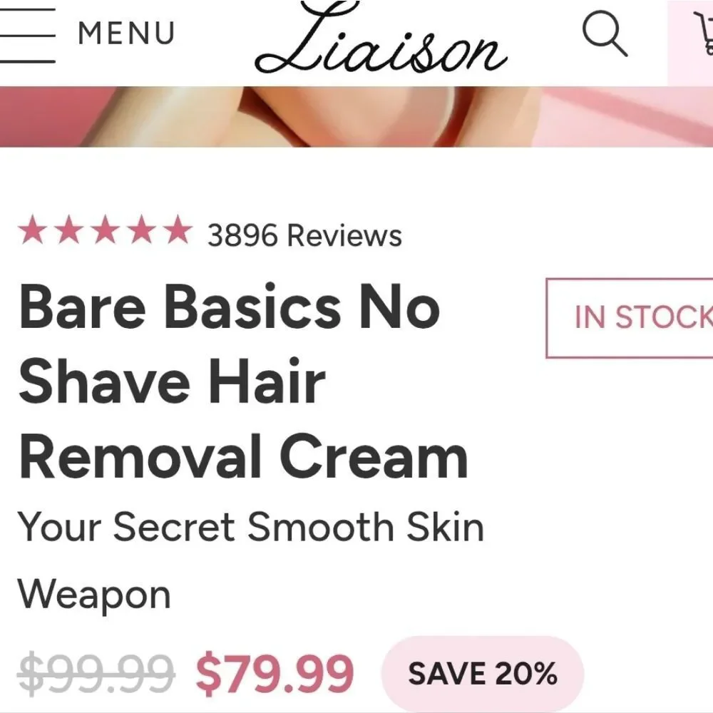 Her Liaison BARE BASICS No Shave Cream NEW Hair Removal